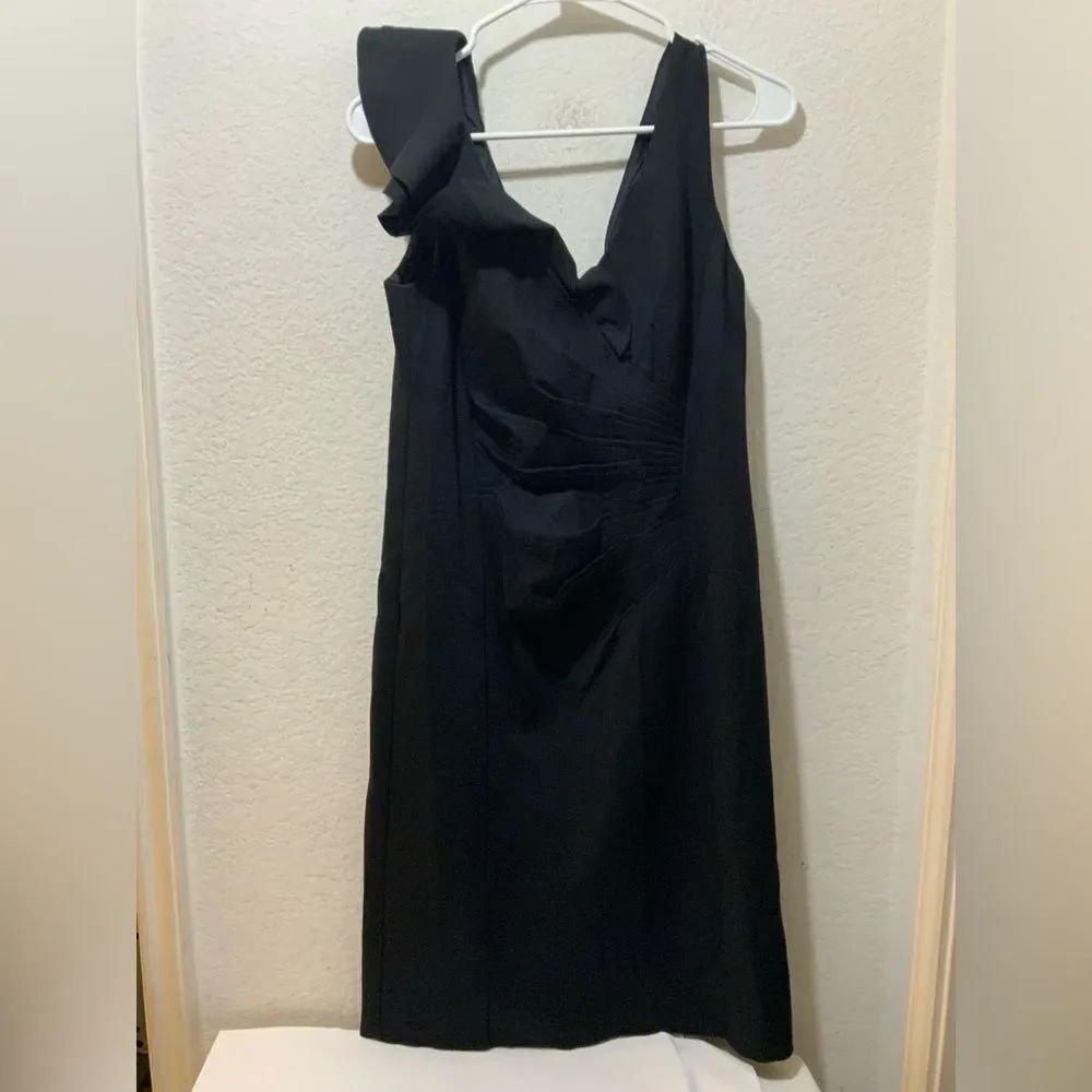 Nanette Lepore- Black ruffled shoulder dress - Picture 2 of 7